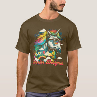 Rainbow Eenhoorn Interieur Designer T-shirt