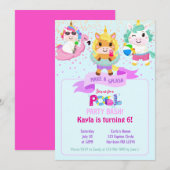 Rainbow Eenhoorn Maak een splash pool party Kaart (Voorkant / Achterkant)