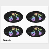 Rainbow Eenhoorn Panda's Magic Sparkle Knuffel Ovale Sticker (Vel)