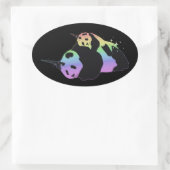 Rainbow Eenhoorn Panda's Magic Sparkle Knuffel Ovale Sticker (Tas)