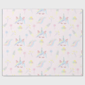 Rainbow Eenhoorn Pastel Schattige Cadeaupapier (Vlak)