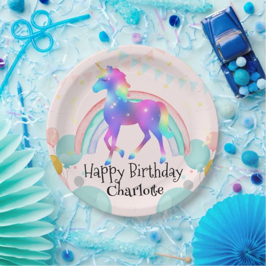 Rainbow Eenhoorn prinses gradiënt verjaardagsfeest Papieren Bordje (Feest)