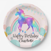 Rainbow Eenhoorn prinses gradiënt verjaardagsfeest Papieren Bordje (Voorkant)