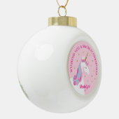 Rainbow Eenhoorn Roze Gepersonaliseerde Kerstmis Keramische Bal Ornament (Links)