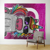 Rainbow Eenhoorn Roze Glitter Foto Booth Achtergro Wandkleed (In Situ (horizontaal))