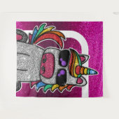 Rainbow Eenhoorn Roze Glitter Foto Booth Achtergro Wandkleed (Voorkant (horizontaal))