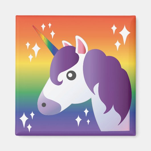 Rainbow Eenhoorn Sparkle Emoji Magnet (Voorkant)