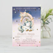 Rainbow Eenhoorn Stars Ombre Baby shower Kaart (Staand voorkant)