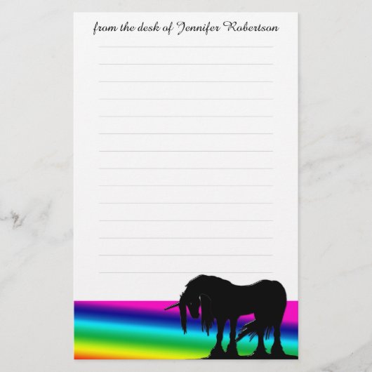 Rainbow Eenhoorn Stationery w / lijnen Briefpapier (Voorkant)