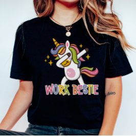 Rainbow Eenhoorn Werken Bestie Emotionele Onderste T-shirt