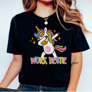Rainbow Eenhoorn Werken Bestie Emotionele Onderste T-shirt