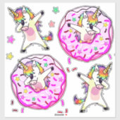 Rainbow Eenhoorns Dab Dance Donut Party Sticker (Vel)