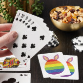 Rainbow Egg Bunny Ears Schattigee Pasen Gay Pride  Pokerkaarten (Insitu)