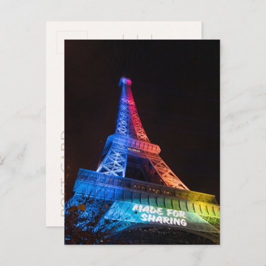 Rainbow Eiffel Tower Made for Sharing Paris Briefkaart (Voorkant / Achterkant)