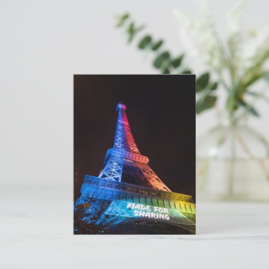 Rainbow Eiffel Tower Made for Sharing Paris Briefkaart (Staand voorkant)