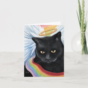 Rainbow Eind Angel Cat Painting Note Card Kaart