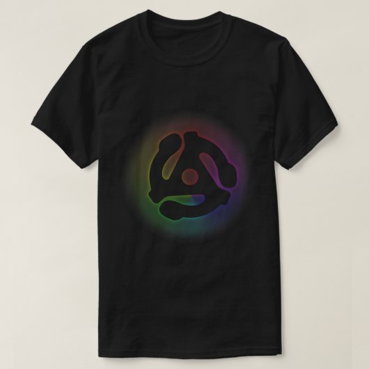 Rainbow Electronic Dance Music DJ (45 rpm) adapter T-shirt (Design voorkant)