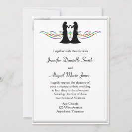 Rainbow Elegance Gay Brides Wedding Invitation Kaart
