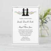 Rainbow Elegance Gay Brides Wedding Invitation Kaart (Staand voorkant)