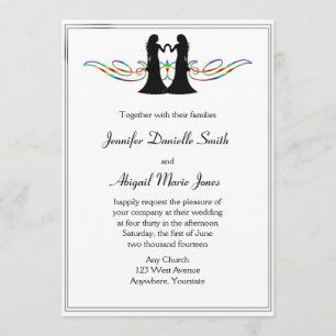 Rainbow Elegance Gay Brides Wedding Invitation Kaart