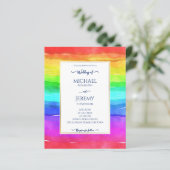 Rainbow elegant qr code budget bruiloft uitnodigin (Staand voorkant)