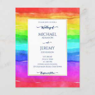 Rainbow elegant qr code budget bruiloft uitnodigin