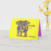 Rainbow Elephant, Birthday Card aanpassen Kaart (Gele Bloem)