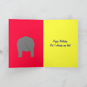 Rainbow Elephant Birthday Kaart aangepaste voorkan (Binnen)