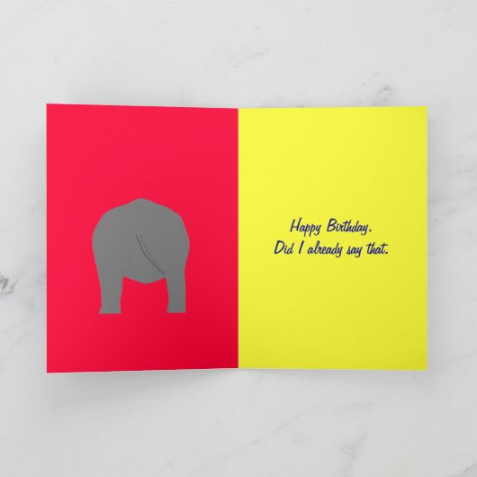 Rainbow Elephant Birthday Kaart aangepaste voorkan (Binnen)