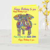 Rainbow Elephant Birthday Kaart aangepaste voorkan (Gele Bloem)
