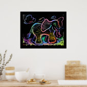 Rainbow Elephant Sketch Art afdrukken Poster (Keuken)