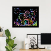 Rainbow Elephant Sketch Art afdrukken Poster (Thuiskantoor)
