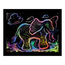 Rainbow Elephant Sketch Art afdrukken