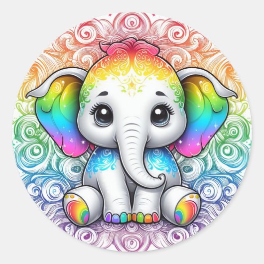 Rainbow elephant stickers large (Voorkant)