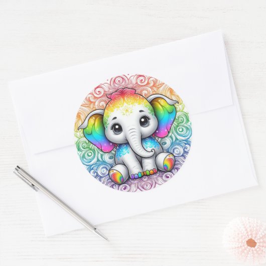 Rainbow elephant stickers large (Envelop)