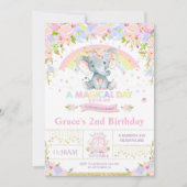 Rainbow Elephant verjaardagsfeestje uitnodigingsme Kaart (Voorkant)