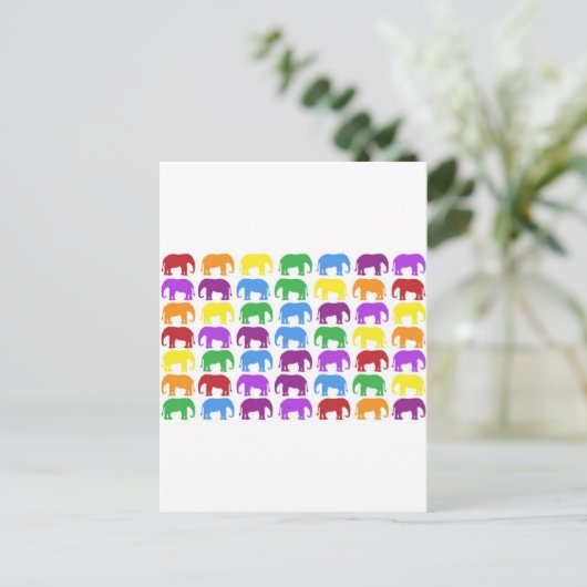 Rainbow Elephants Classy Designer Briefkaart (Staand voorkant)