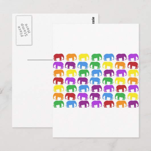 Rainbow Elephants Classy Designer Briefkaart (Voorkant / Achterkant)