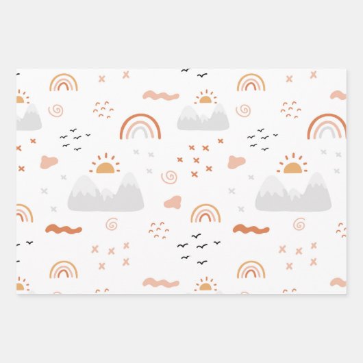 Rainbow Elephants Pattern Inpakpapier Vel (Voorkant 3)