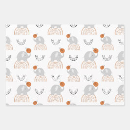 Rainbow Elephants Pattern Inpakpapier Vel