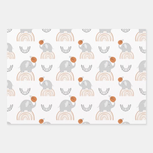 Rainbow Elephants Pattern Inpakpapier Vel (Voorkant)