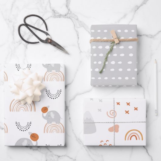 Rainbow Elephants Pattern Inpakpapier Vel (Voorkant)