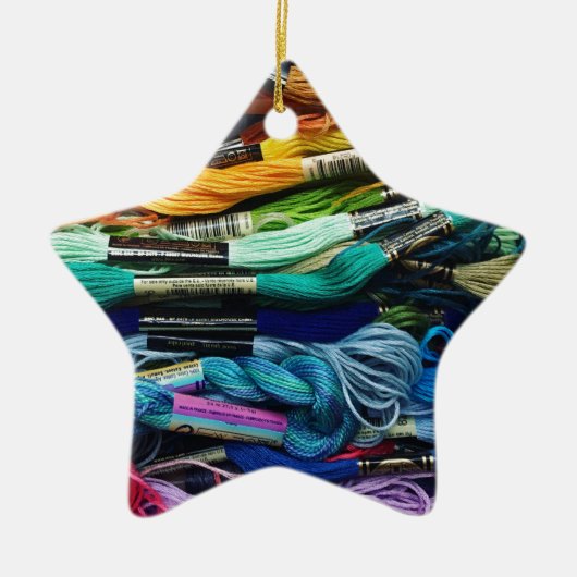 Rainbow Embroidery Floss | Draden | Naaien Keramisch Ornament (Voorkant)