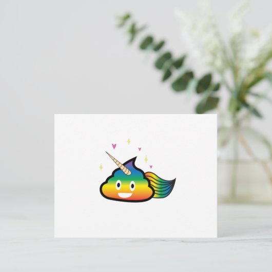 Rainbow Emoji Poop Schattige Meisje Grappig Verjaa Briefkaart (Staand voorkant)