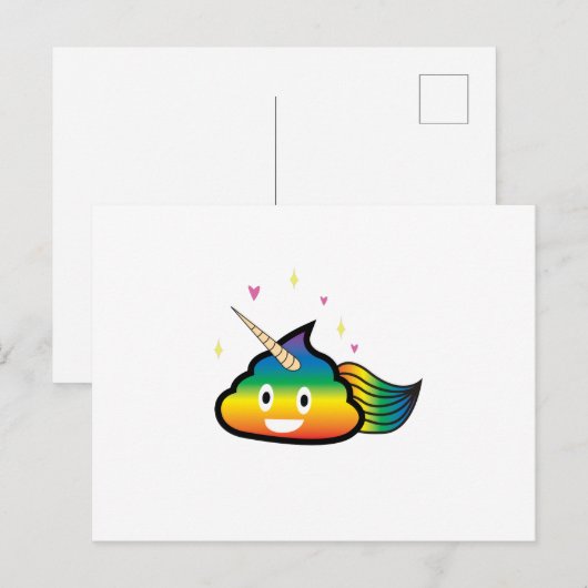 Rainbow Emoji Poop Schattige Meisje Grappig Verjaa Briefkaart (Voorkant / Achterkant)