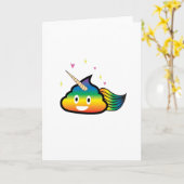 Rainbow Emoji Poop Schattige Meisje Grappig Verjaa Kaart (Gele Bloem)