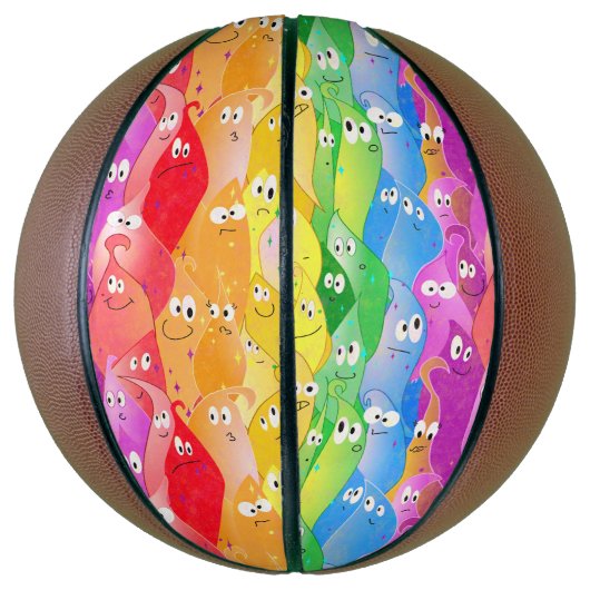 Rainbow Emoting Blob Cute Monsters in Pride Colors Basketbal (Verticaal)