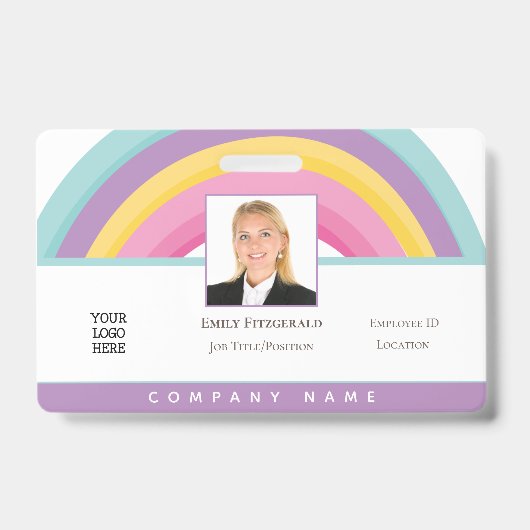 Rainbow Employee Photo ID Name Logo Badge (Voorkant)