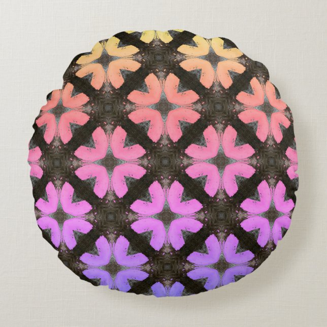 Rainbow en Black Modern Hipster Rond Kussen (Voorkant)