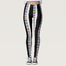 Rainbow en Black Piano Keys Music-Leggings